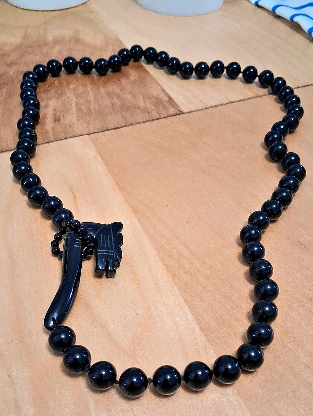 Vintage Birks Black Onyx Beaded Necklace